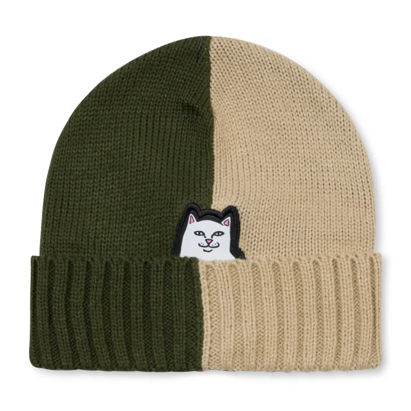 Lord Nermal Split Beanie (Moss / Stone) made by Ripndip