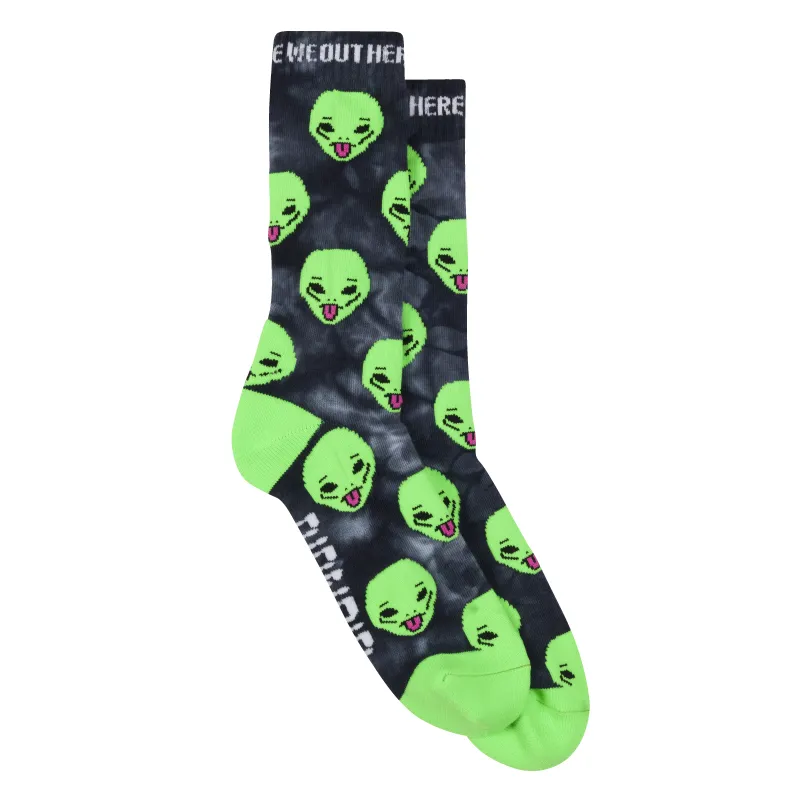We Out Here Socks (Black Lighting Wash) sold by Ripndip
