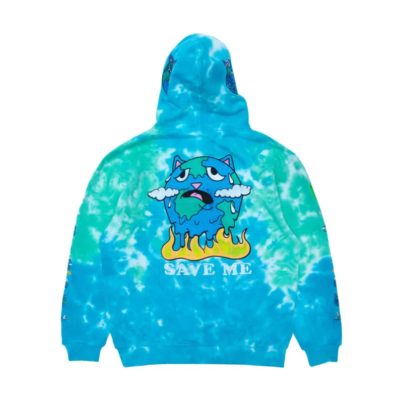 Save the World Embroidered Hoodie (Aqua/Green Tie Dye) made by Ripndip