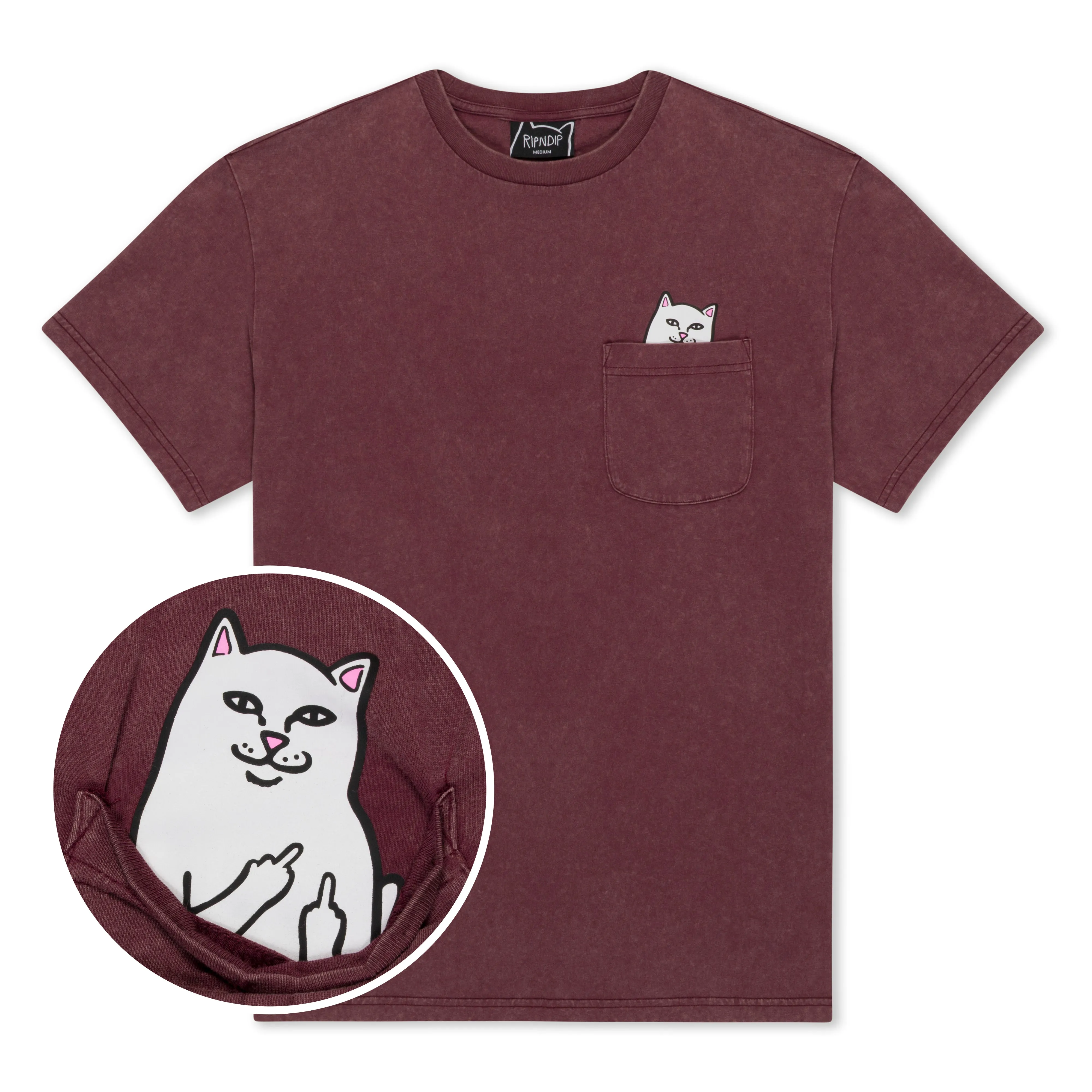Lord Nermal Pocket Tee (Burgundy Vintage Wash) sold by Ripndip