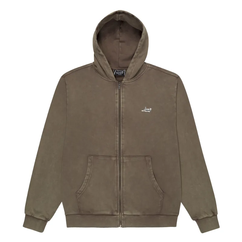 Castanza Zip Up Hoodie (Brown Vintage Wash) made by Ripndip