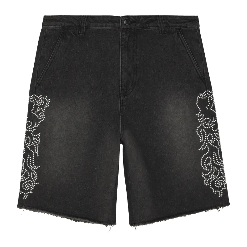 Pretty Flacko Denim Shorts (Black Vintage Wash Denim) made by Ripndip