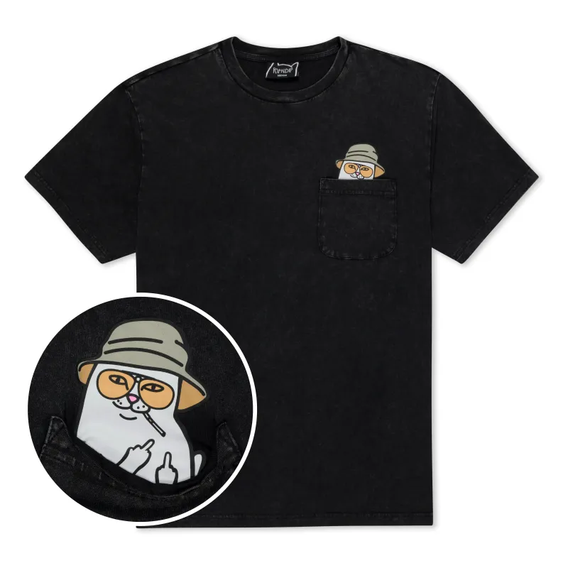 Nermal S Thompson Pocket Tee (Black Mineral Wash) sold by Ripndip