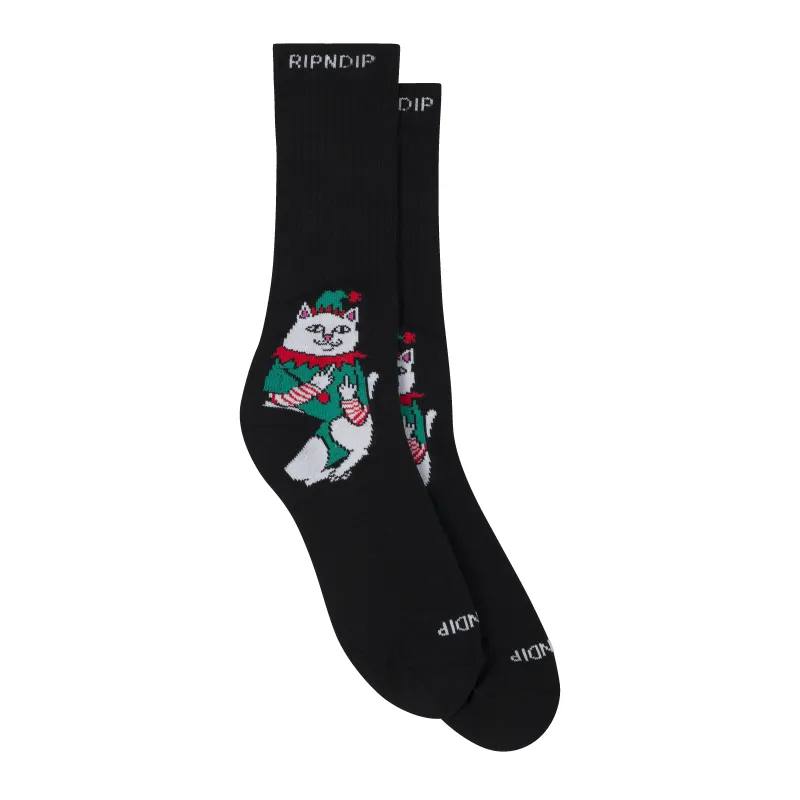 Nermal Elf Socks (Black) sold by Ripndip