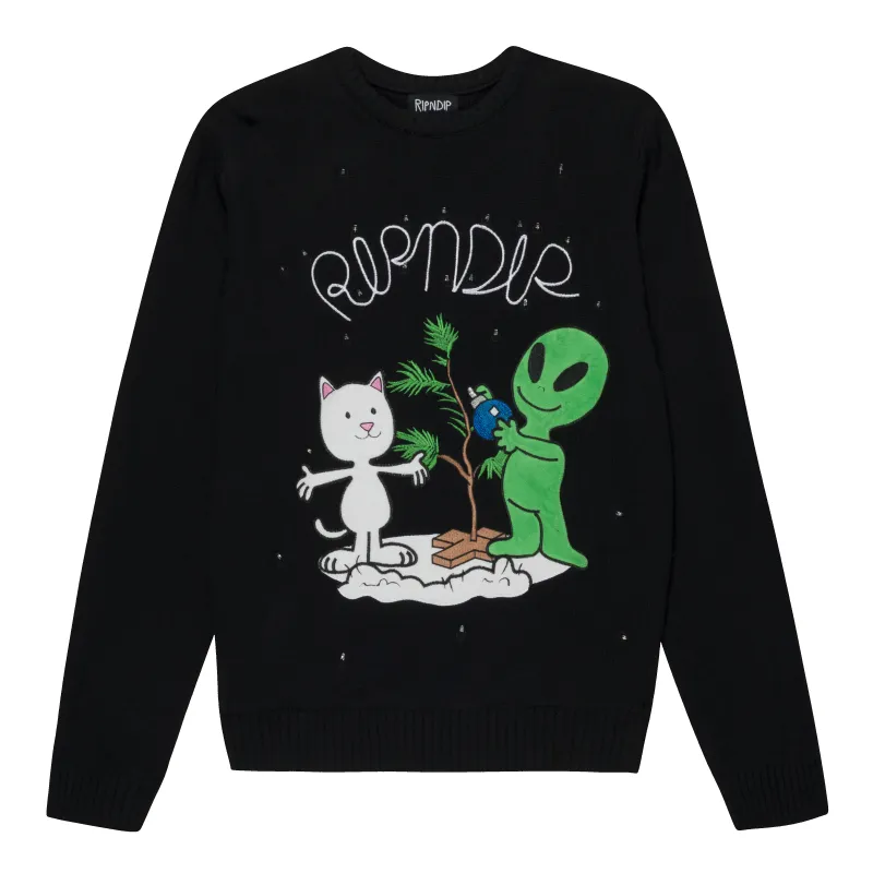 Alien / Nerm Christmas Light Up Knit Sweater (Black) sold by Ripndip