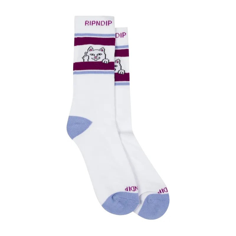 Peeking Nermal Socks (Plum / Blue) sold by Ripndip