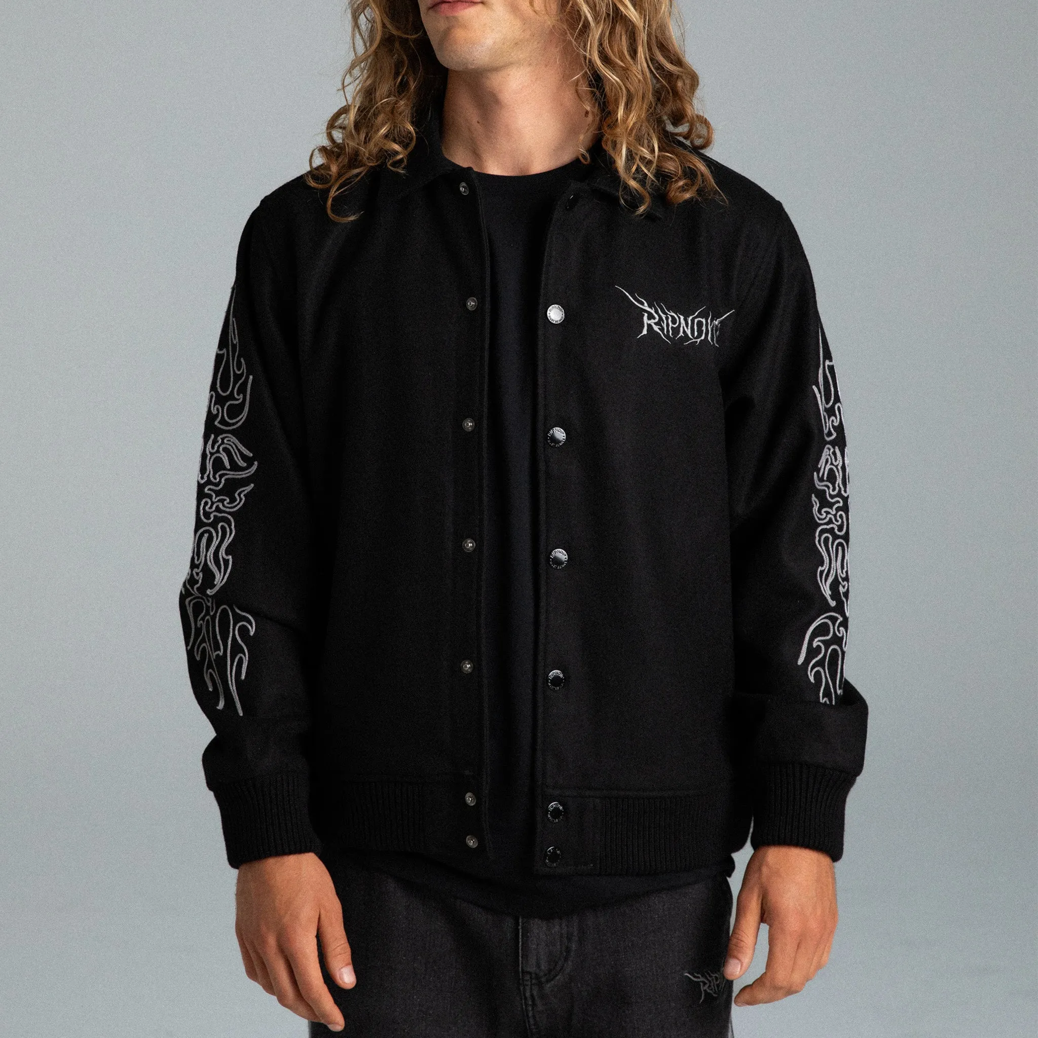 Volt Varsity Jacket (Black) sold by Ripndip product image thumbnail 2