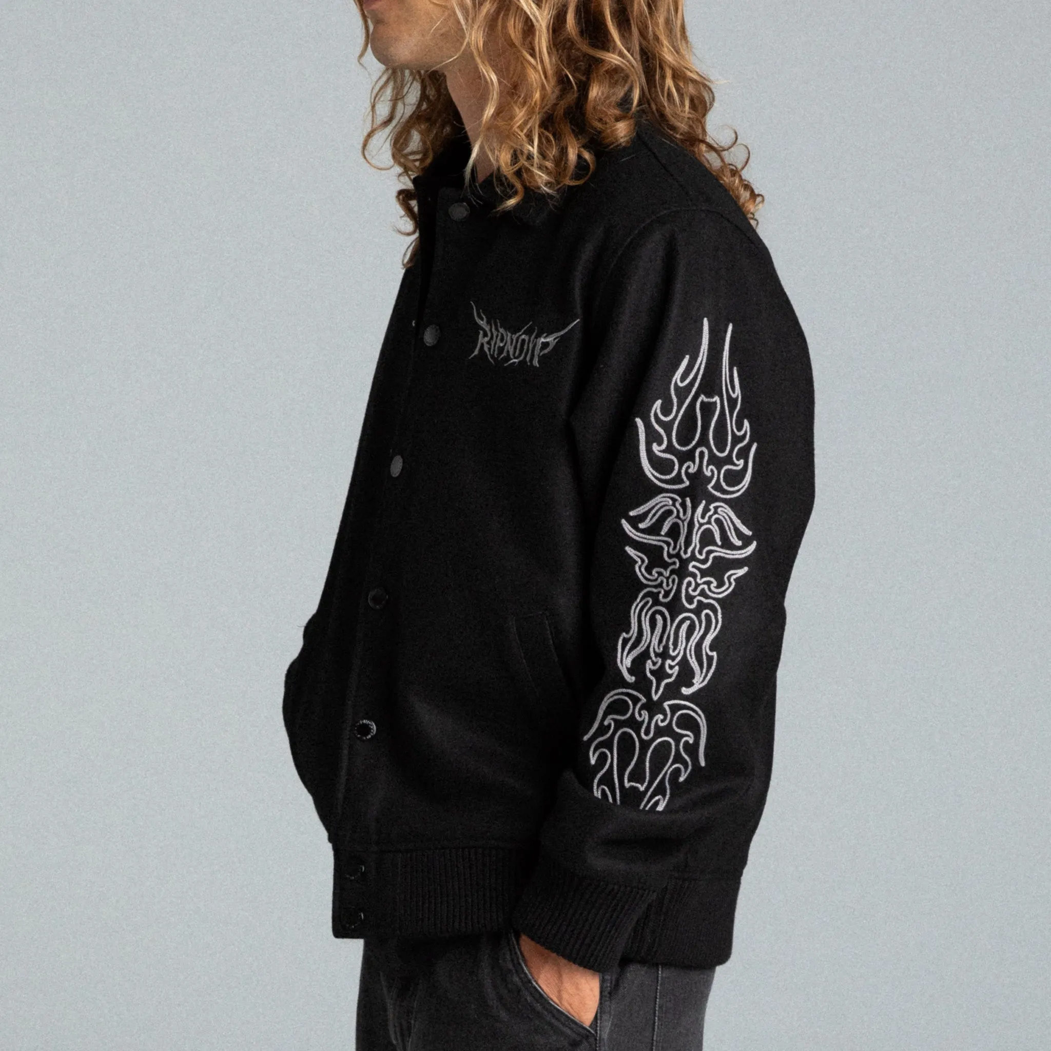 Volt Varsity Jacket (Black) sold by Ripndip product image thumbnail 3