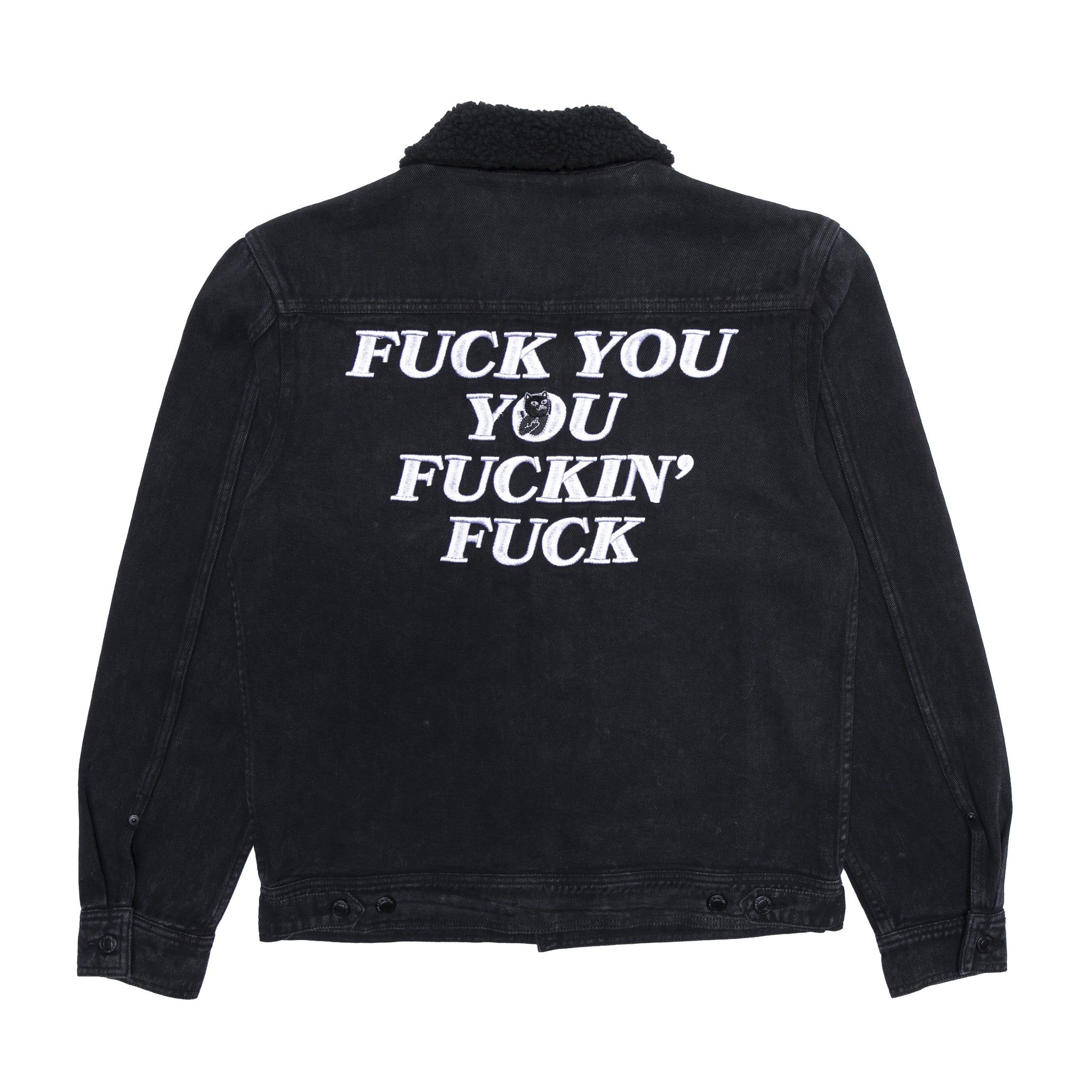 Fucking Fuck Denim Sherpa Jacket (Black Wash) sold by Ripndip