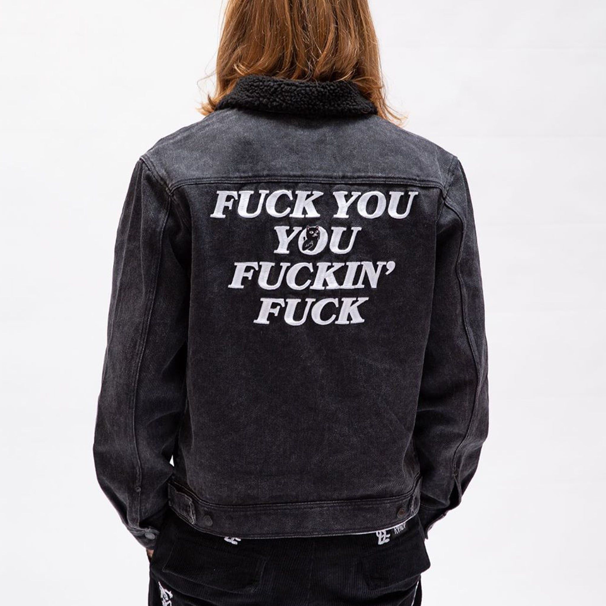 Fucking Fuck Denim Sherpa Jacket (Black Wash) sold by Ripndip product image thumbnail 2