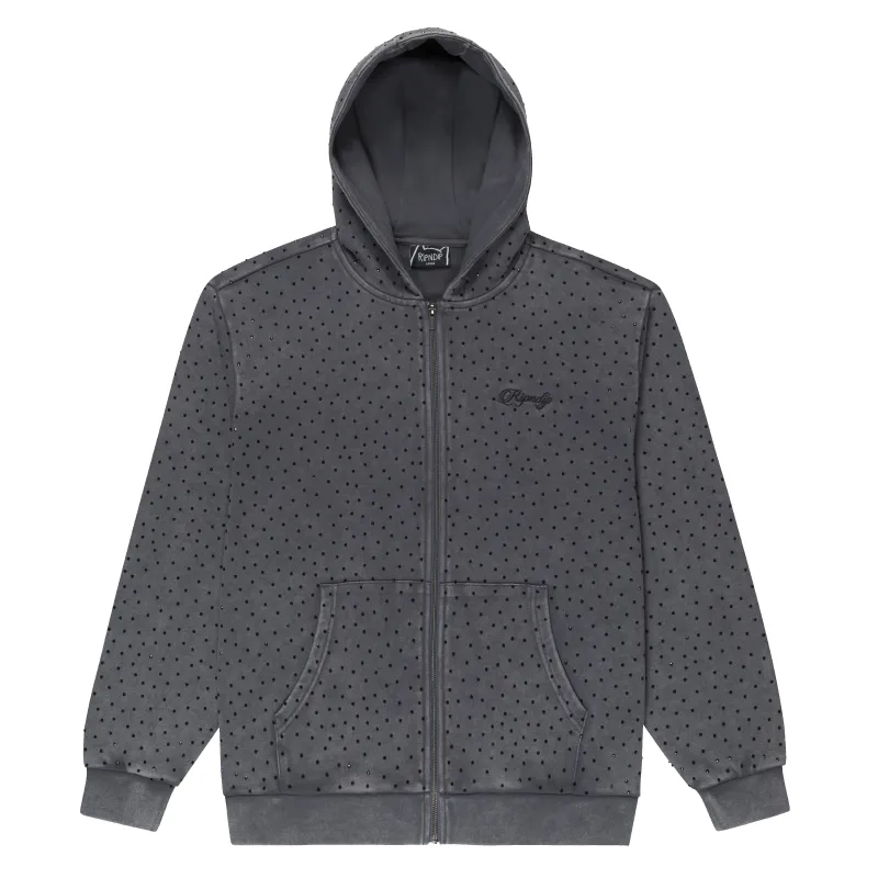 RIPNGEMS Zip Up Hoodie (Charcoal Wash) made by Ripndip