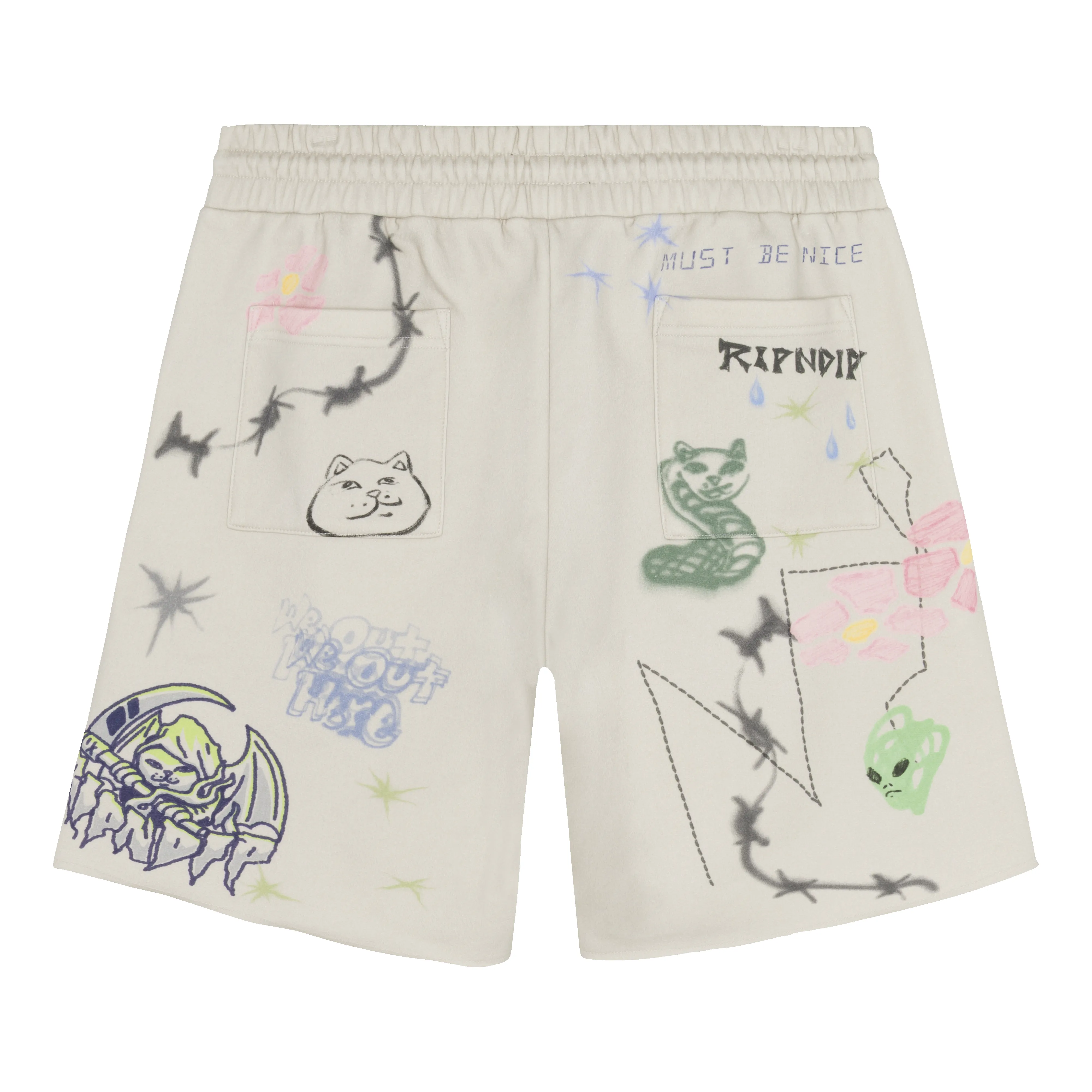 Goosebumps Raw Edge Sweat Shorts (Bone) sold by Ripndip product image thumbnail 4