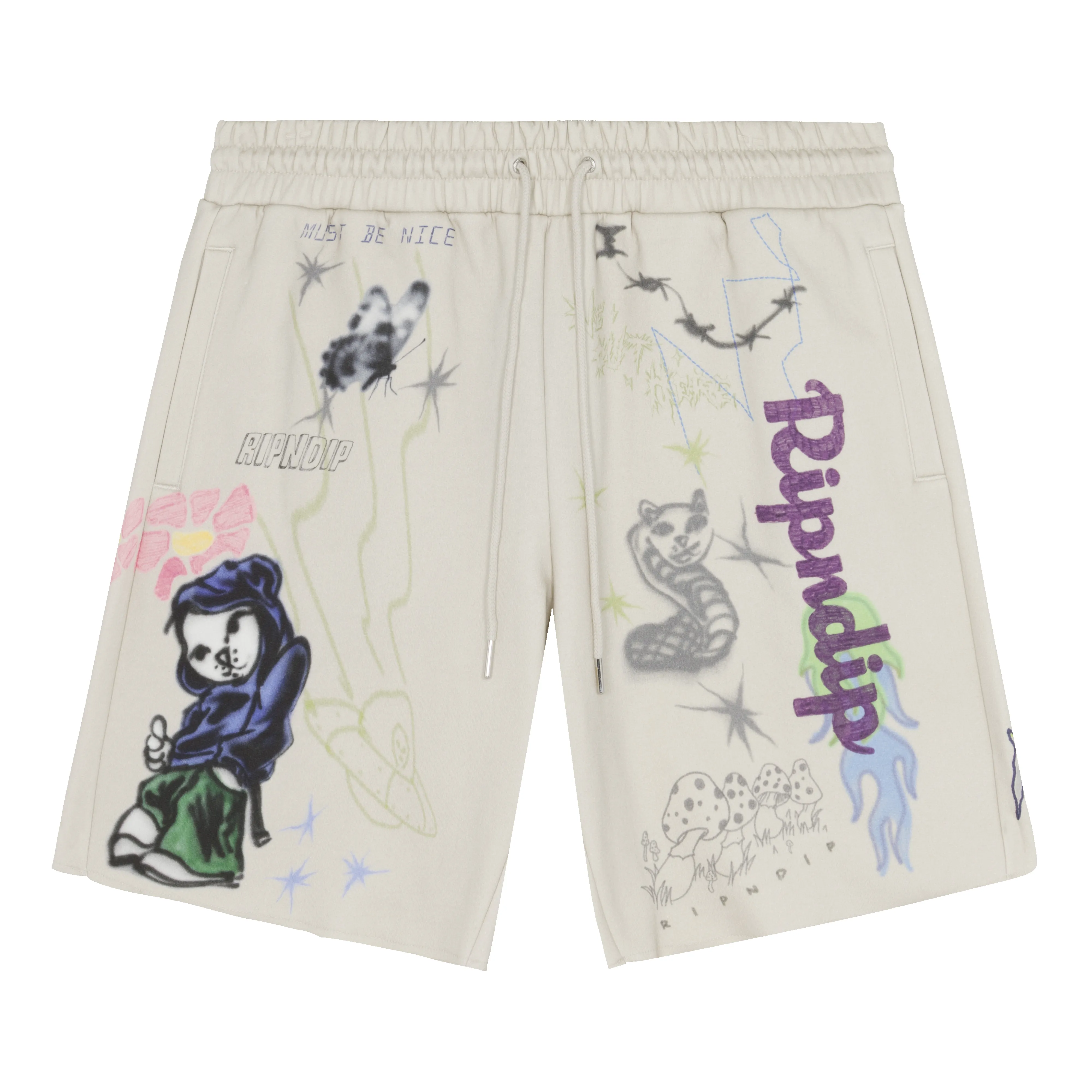 Goosebumps Raw Edge Sweat Shorts (Bone) sold by Ripndip