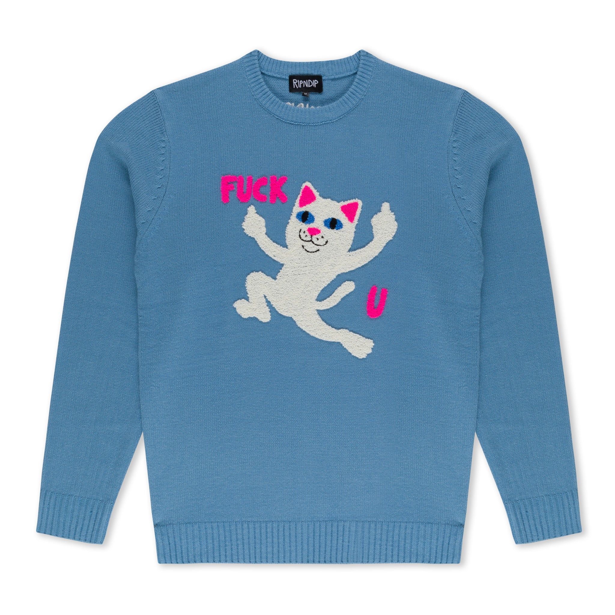 F U Knit Sweater (Periwinkle) sold by Ripndip