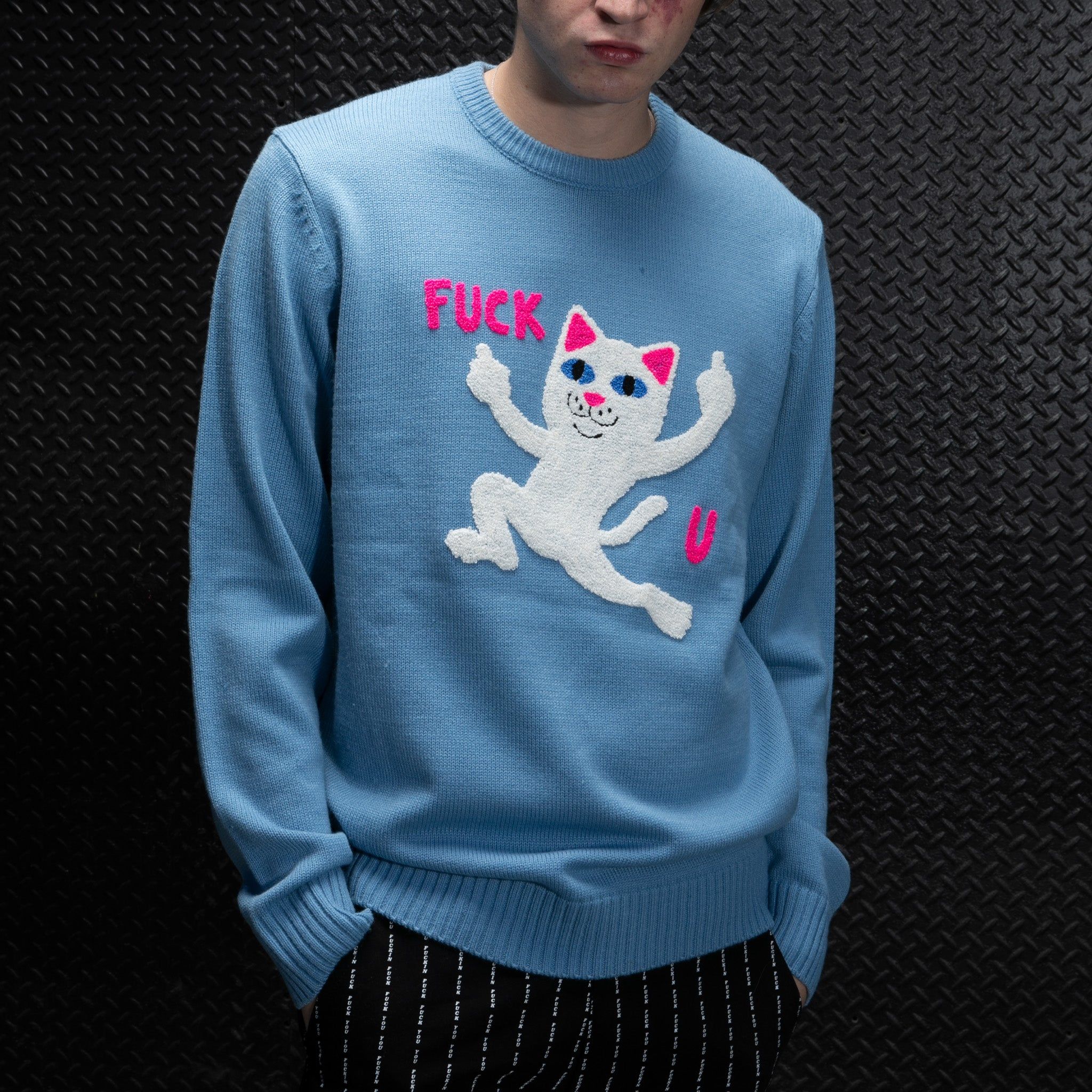 F U Knit Sweater (Periwinkle) sold by Ripndip product image thumbnail 2