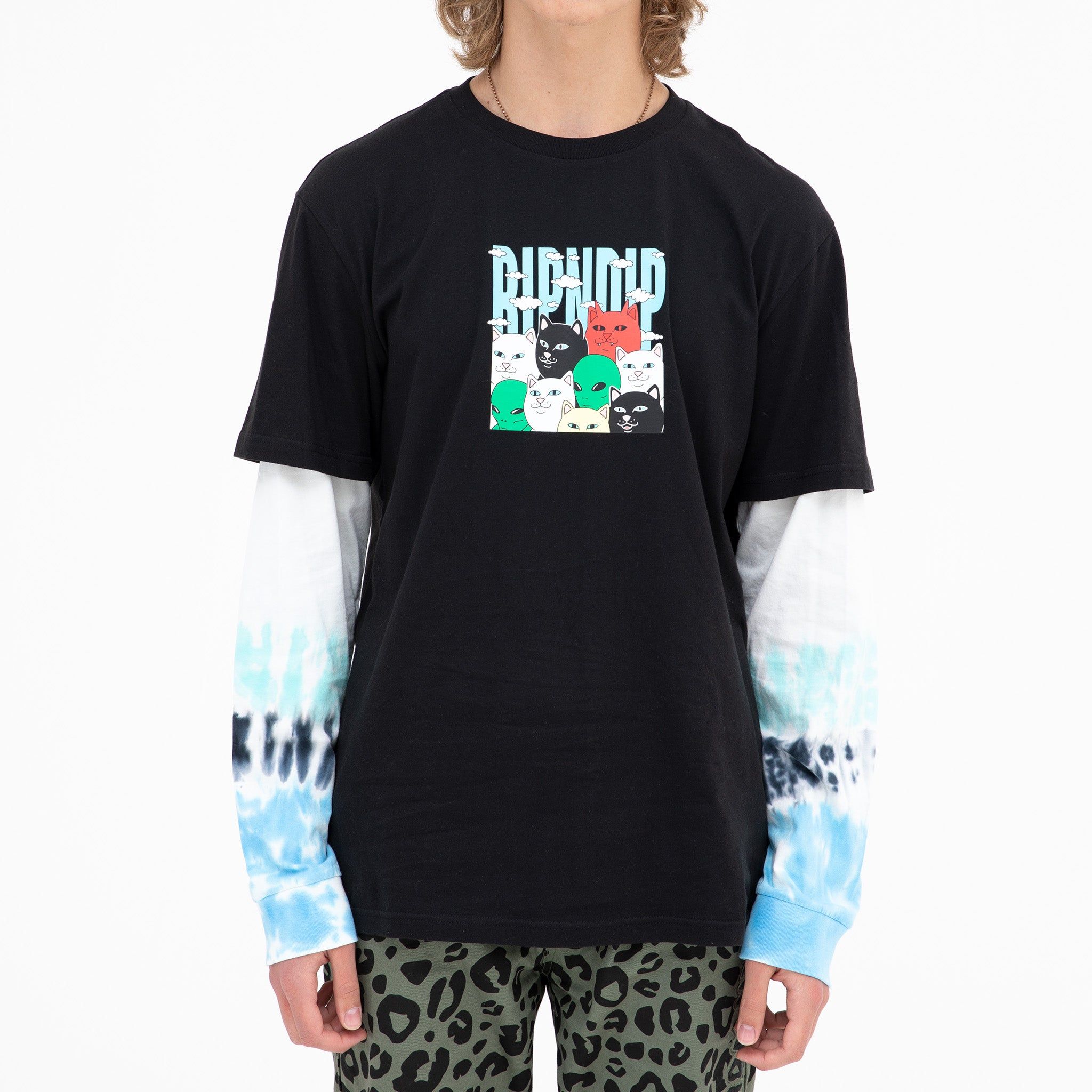 Bunched Up Double Sleeve Tee (Black/Tie Dye) sold by Ripndip product image thumbnail 2