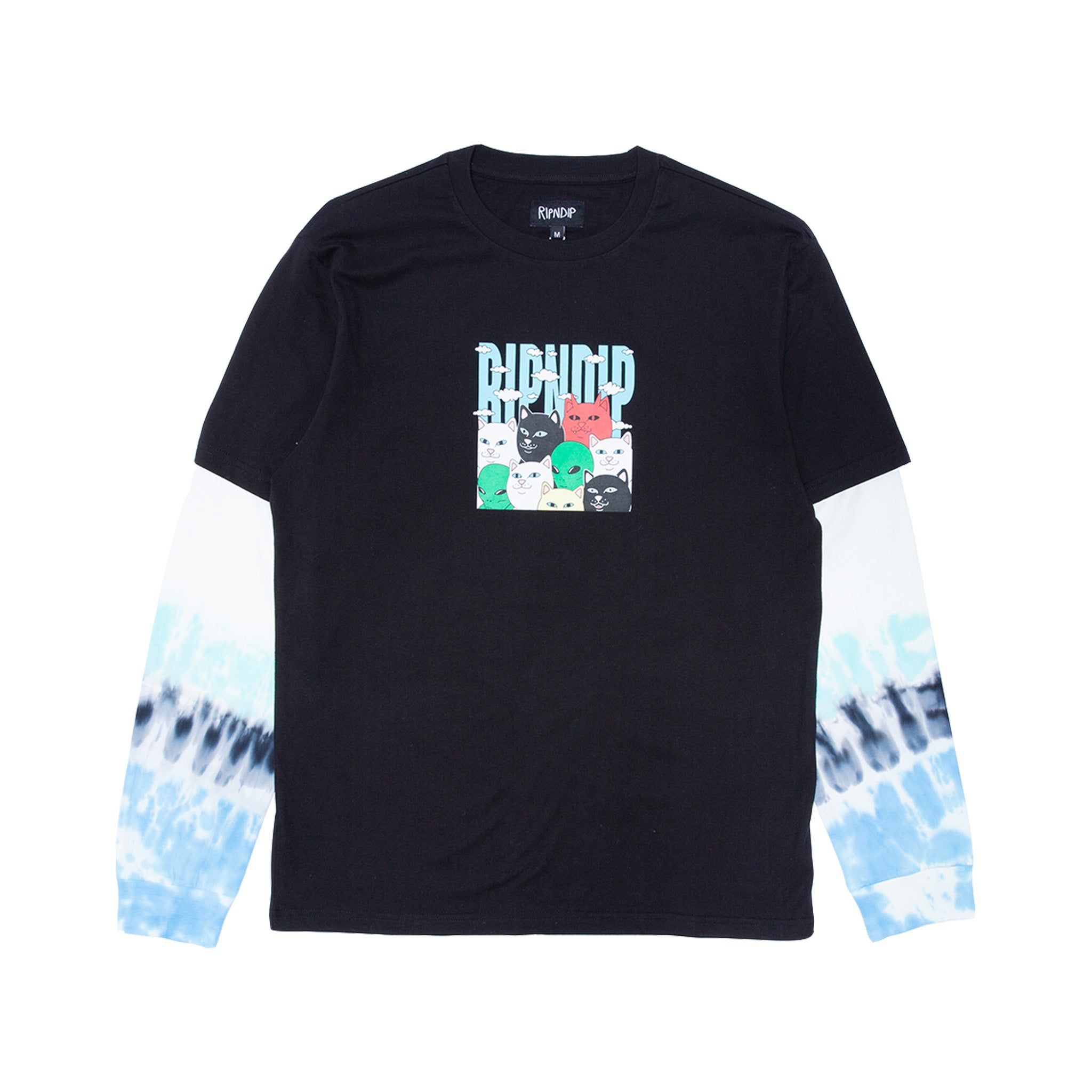 Bunched Up Double Sleeve Tee (Black/Tie Dye) sold by Ripndip