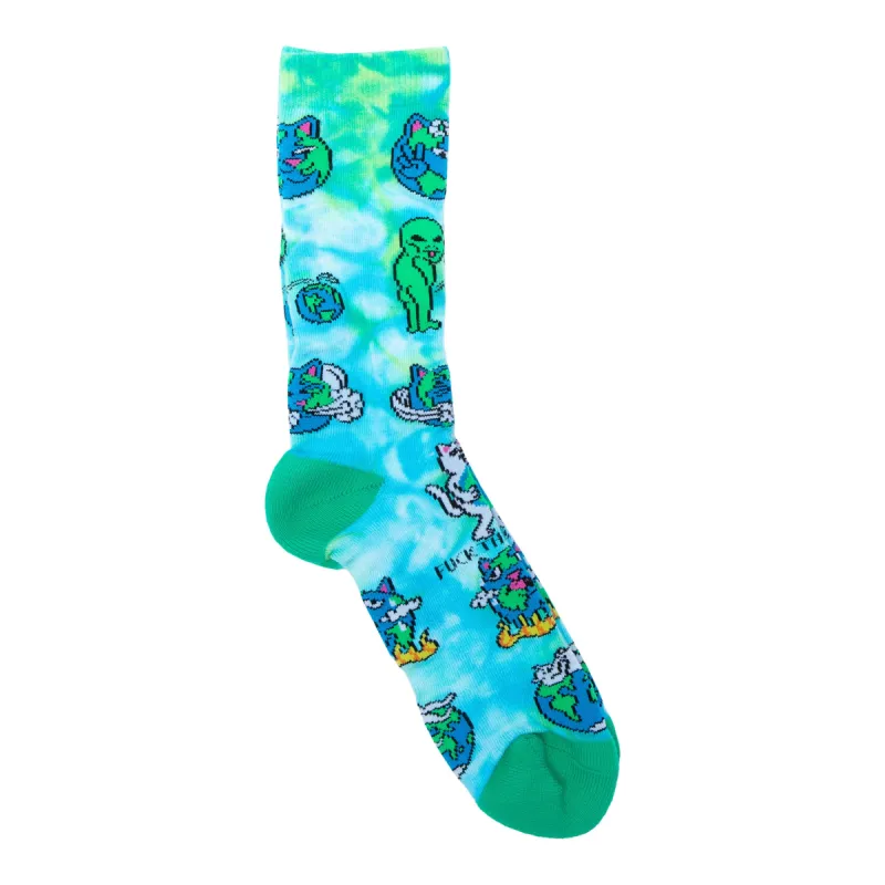 Save The World Socks (Blue Tie Dye) sold by Ripndip