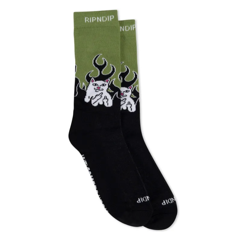 Welcome To Heck Socks (Black/Light Forest) sold by Ripndip