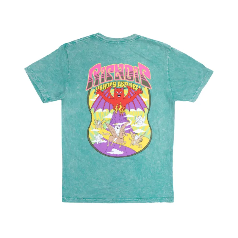 Heaven And Heck Battle Tee (Teal Mineral Wash) sold by Ripndip