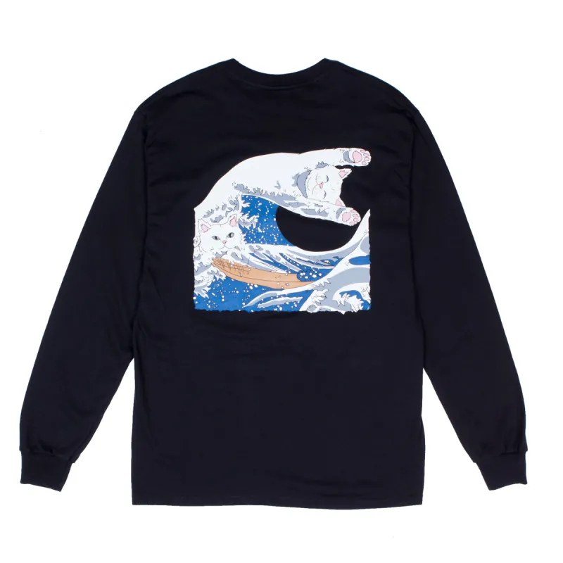 The Great Wave Of Nerm Long Sleeve (Black) sold by Ripndip