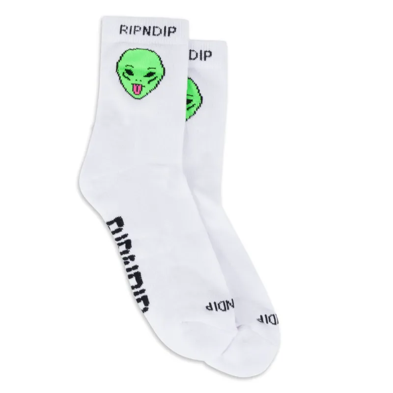 We Out Here Mid Socks (White) sold by Ripndip
