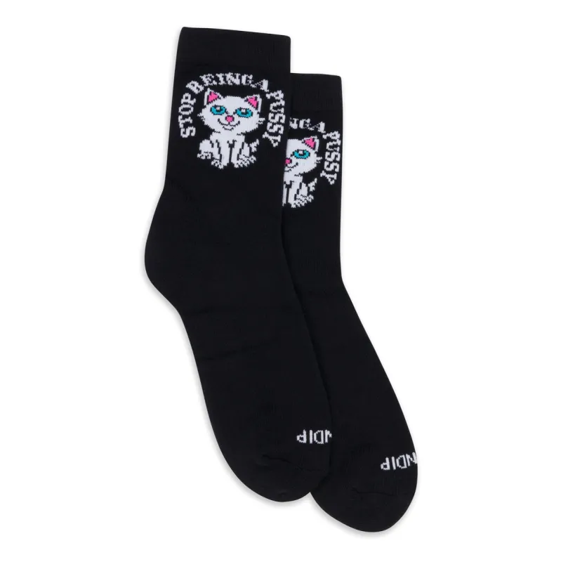 Stop Being A Pussy Mid Socks (Black) sold by Ripndip