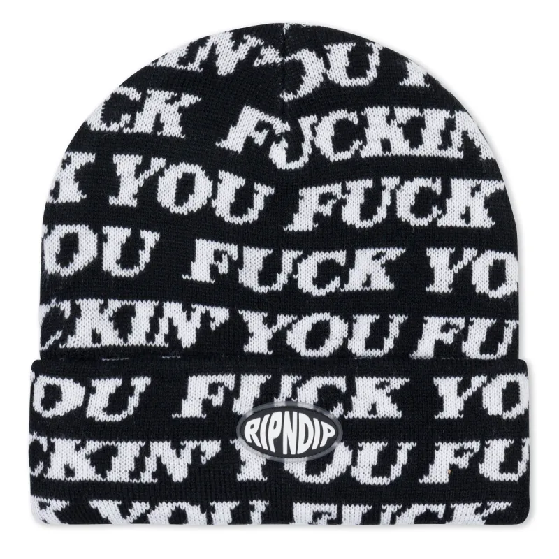 Fuckin Fuck Knit Beanie (Black) made by Ripndip