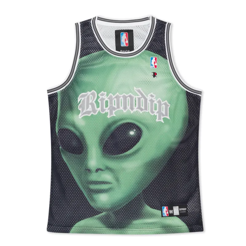 We Come In Peace Basketball Jersey (Black) sold by Ripndip