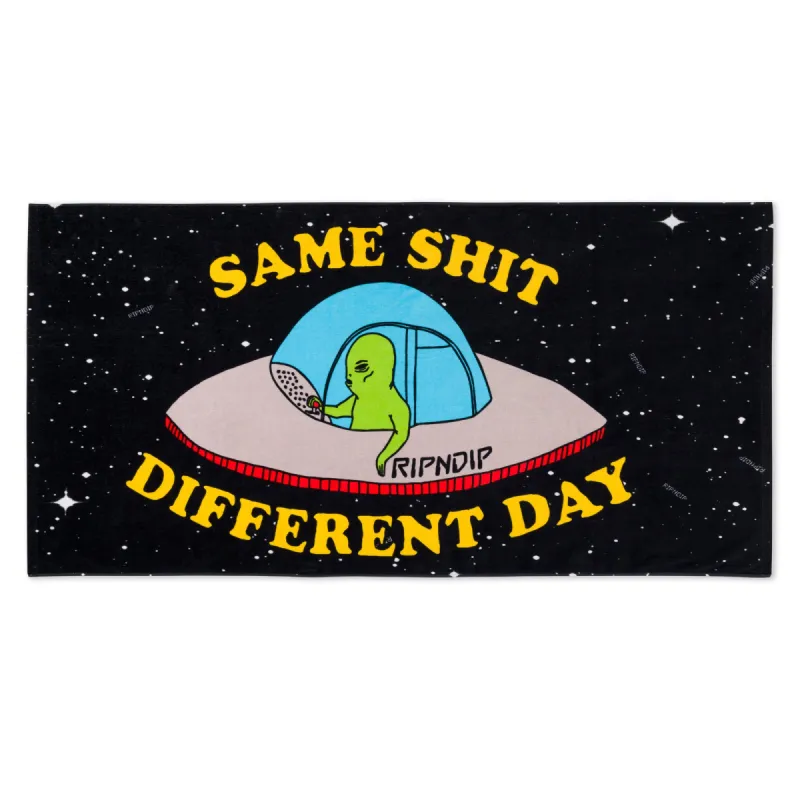 Same Shit Different Day Beach Towel (Black) sold by Ripndip