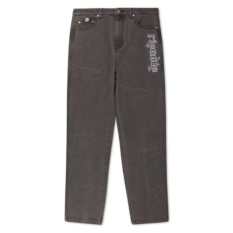 Los Feliz Denim Pants (Charcoal Stone Wash) made by Ripndip