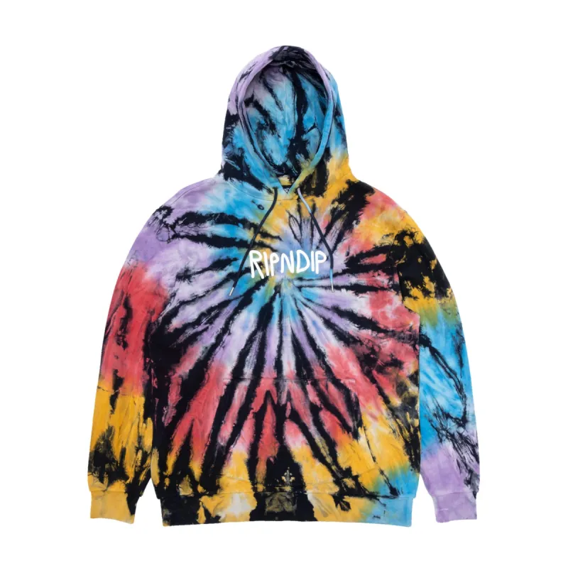 Rubber Logo Hoodie (Sunburst Spiral Tie Dye) sold by Ripndip