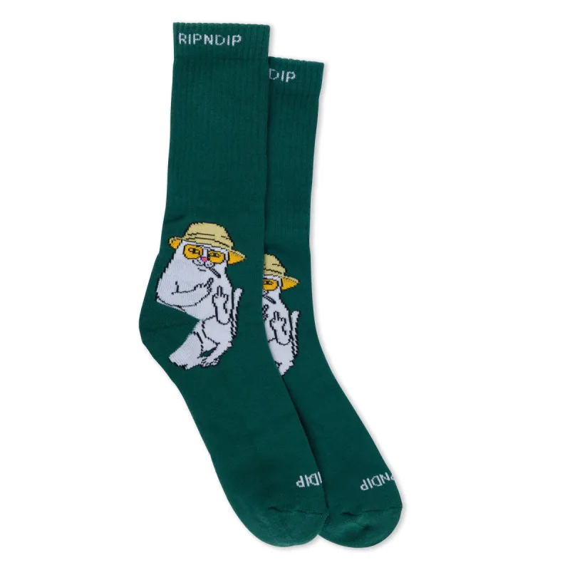 Nermal S Thompson Socks (Hunter Green) sold by Ripndip