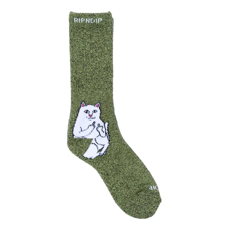 Lord Nermal Socks (Green / Grey Speckle) made by Ripndip