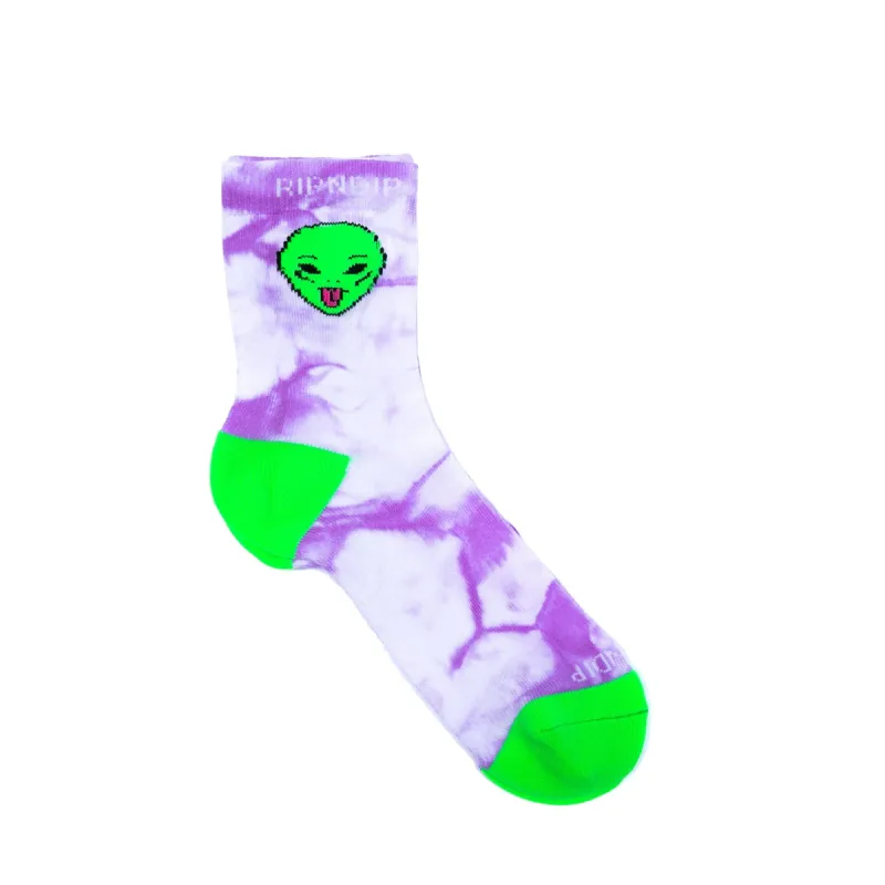 We Out Here Mid Socks (Purple Tie Dye) sold by Ripndip