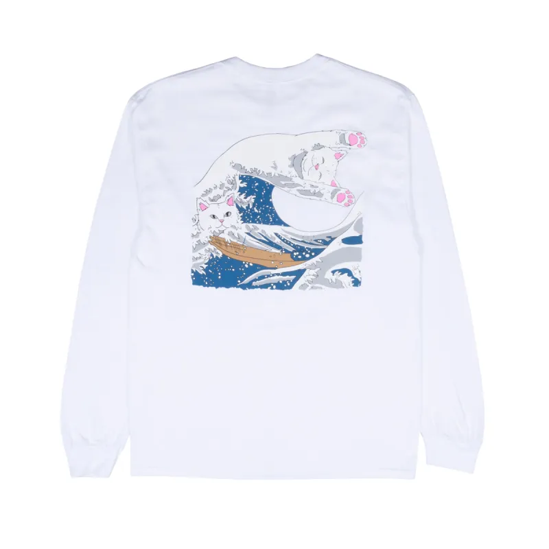 The Great Wave Of Nerm Long Sleeve (White) sold by Ripndip