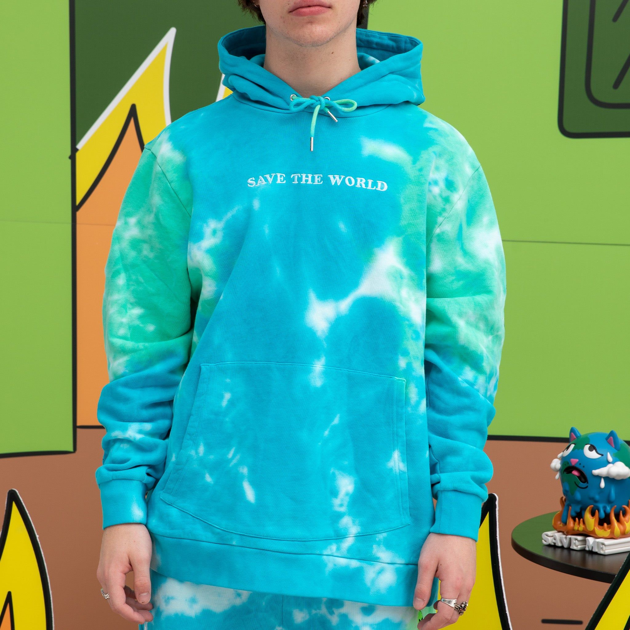 Save the World Embroidered Hoodie (Aqua/Green Tie Dye) sold by Ripndip product image thumbnail 2