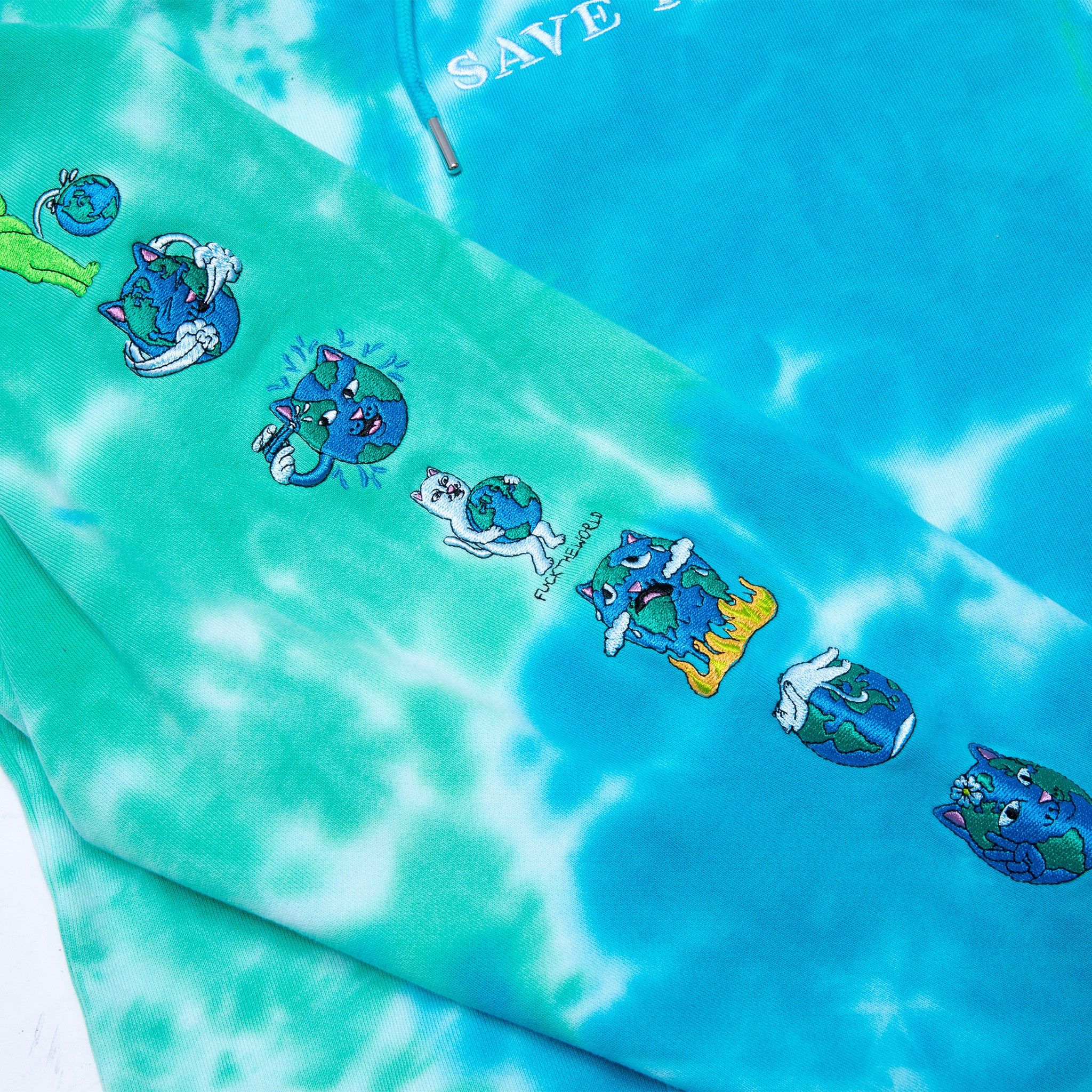 Save the World Embroidered Hoodie (Aqua/Green Tie Dye) sold by Ripndip product image thumbnail 6