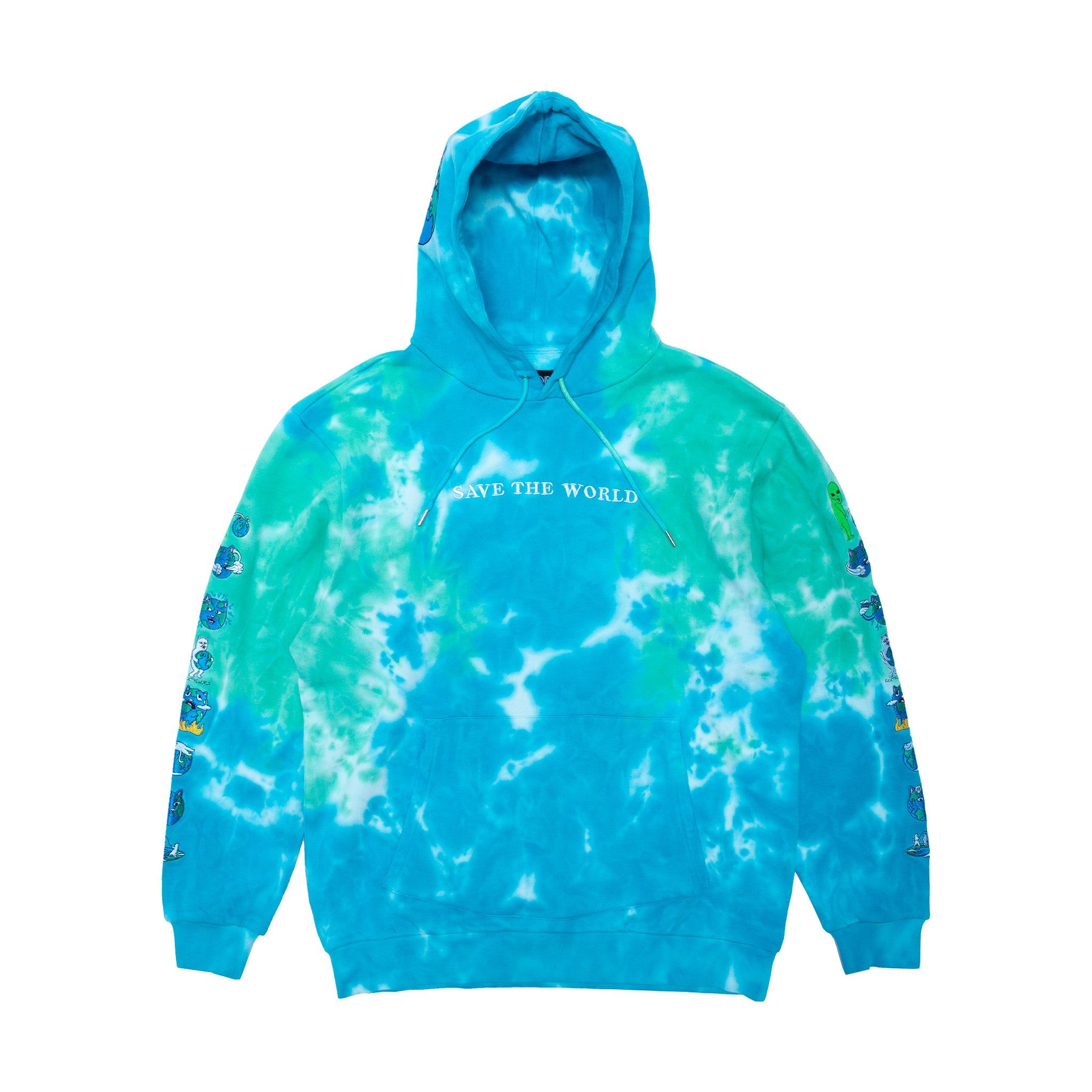 Save the World Embroidered Hoodie (Aqua/Green Tie Dye) sold by Ripndip product image thumbnail 4