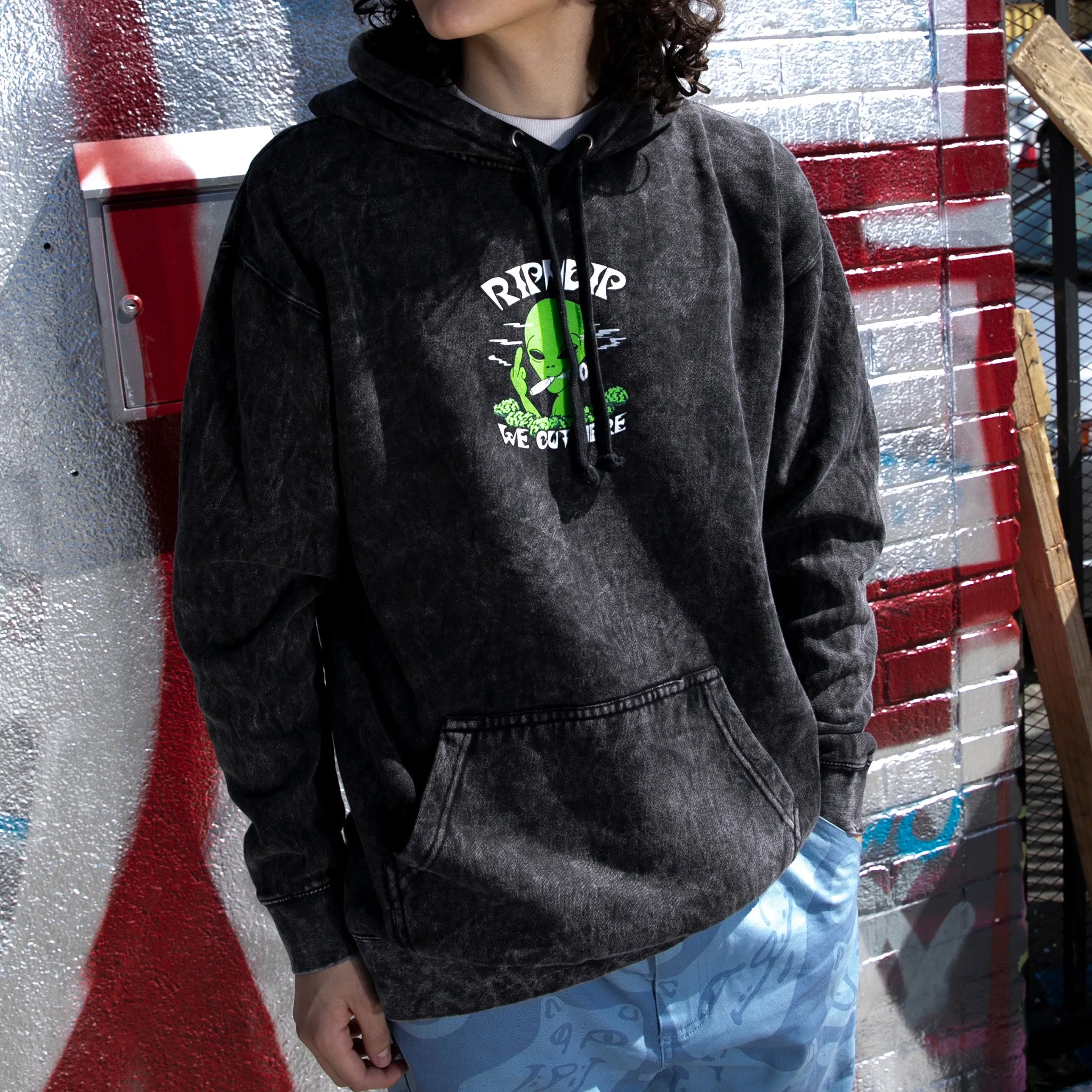 We Out Here Smoking Hoodie (Black Mineral Wash) sold by Ripndip product image thumbnail 2