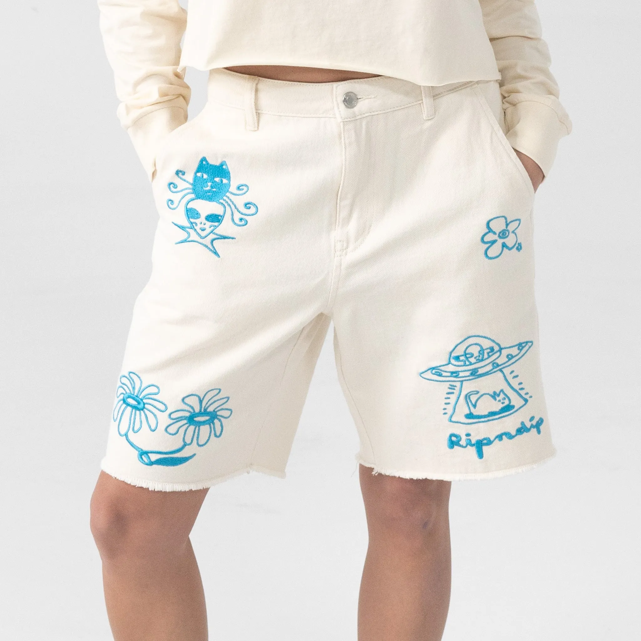 Blonded Denim Shorts (Off White) sold by Ripndip product image thumbnail 3