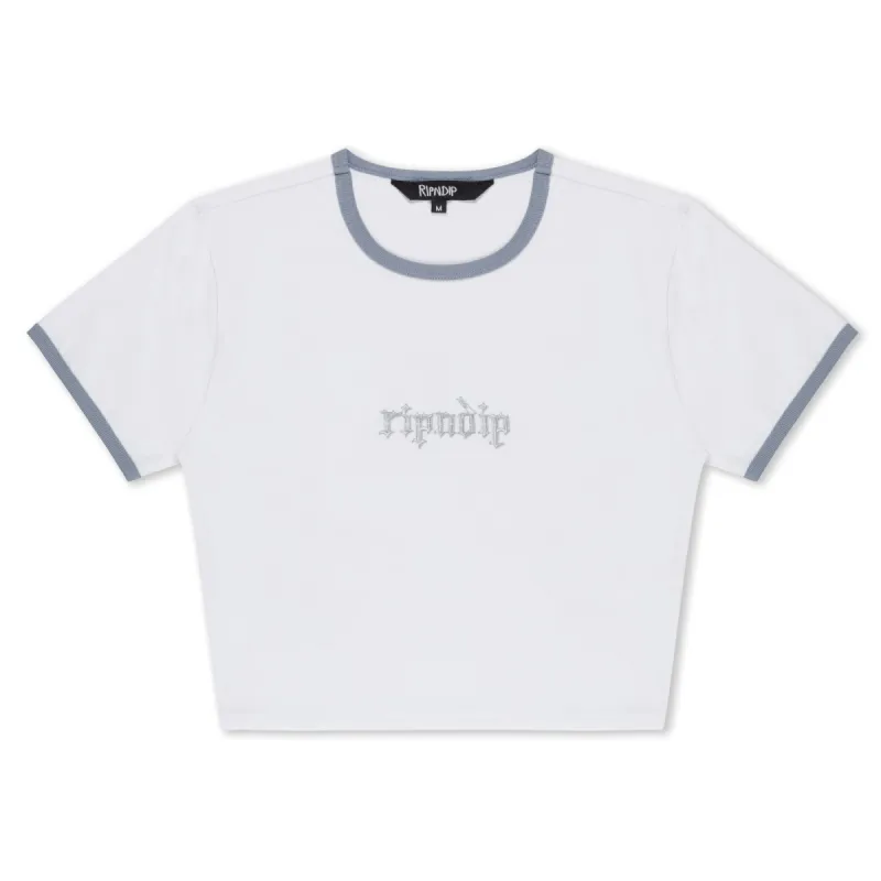 Los Feliz Cropped Ringer Tee (White/Grey) sold by Ripndip