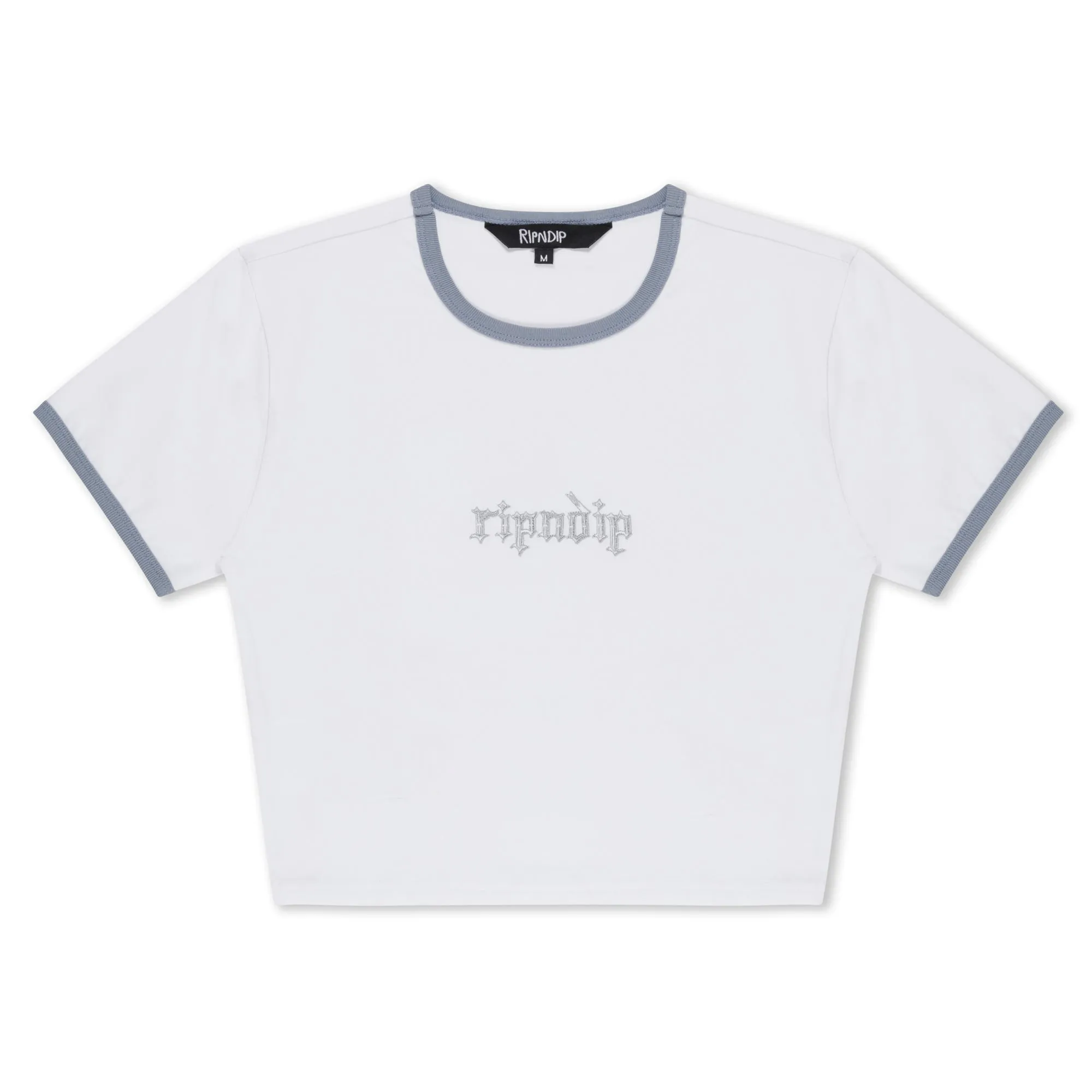 Los Feliz Cropped Ringer Tee (White/Grey) sold by Ripndip