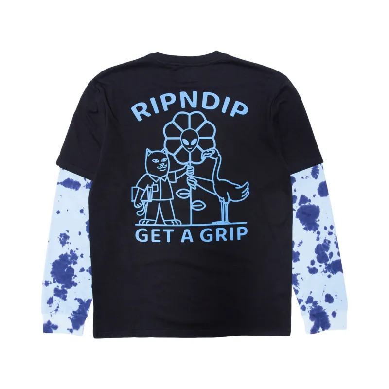 Get A Grip Double Sleeve Tee (Black/Light Blue Tie Dye) sold by Ripndip