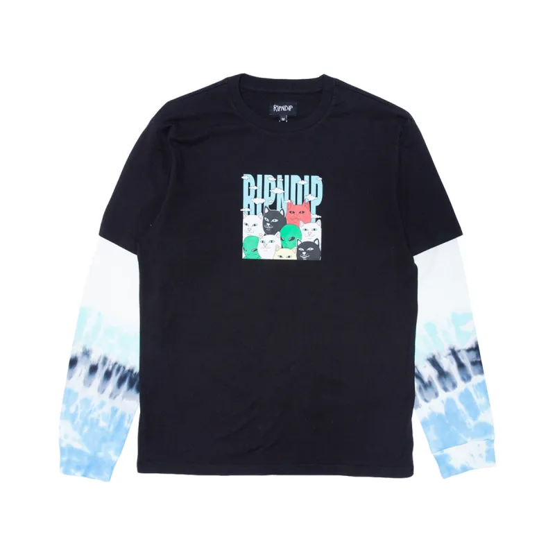 Bunched Up Double Sleeve Tee (Black/Tie Dye) sold by Ripndip