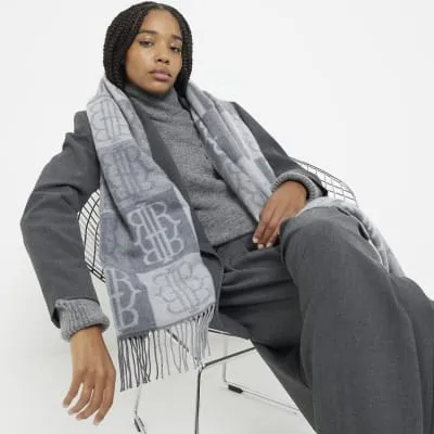 Grey Monogram Grid Scarf sold by River Island