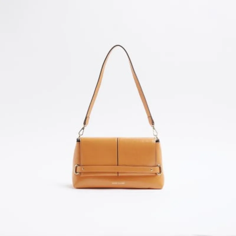 Orange Fold Over Clutch Bag sold by River Island