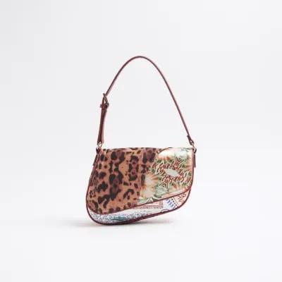 Cream Mixed Print Shoulder Bag sold by River Island
