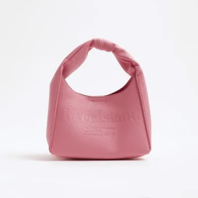Pink Faux Leather Debossed RI Scoop Bag sold by River Island