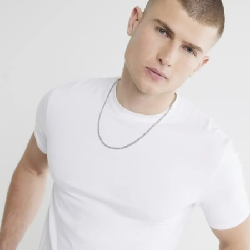 White muscle fit stretch t-shirt sold by River Island